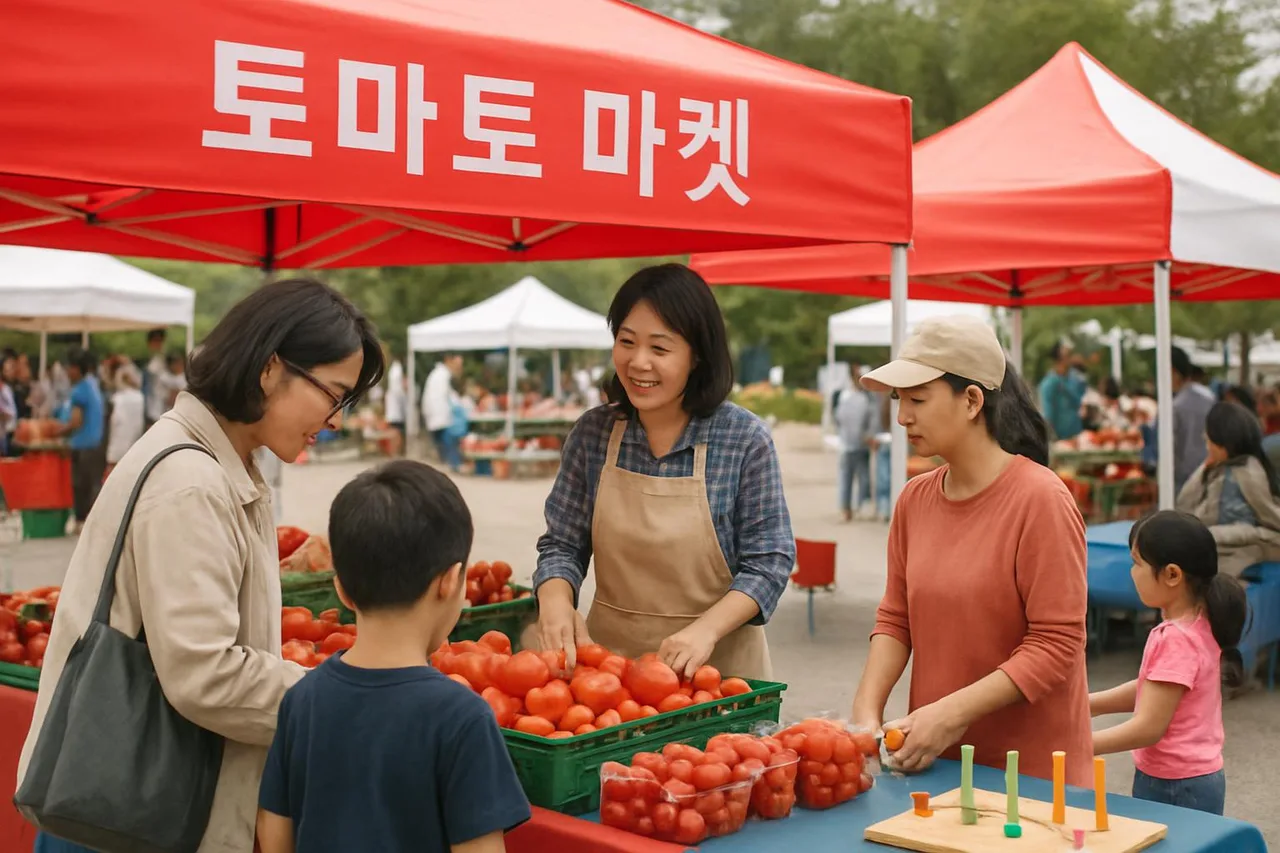 토마토 마켓과 체험 부스 풍경