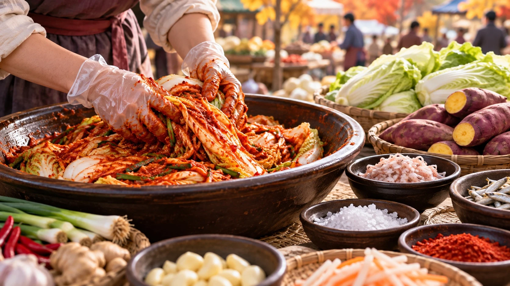 김장과 젓갈을 소재로 제작한 편집 이미지