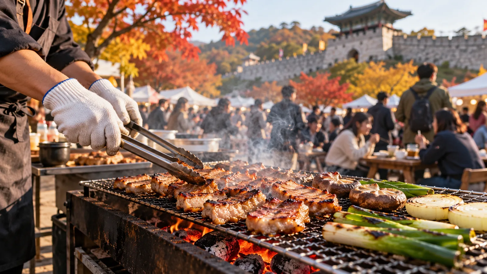 야외 바비큐 분위기를 표현한 생성 이미지