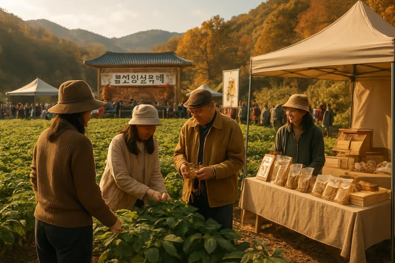 가을의 금산 인삼밭과 축제 부스 전경