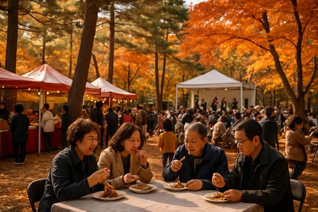 토리숲 가을 숲 속에서 열리는 인삼·한우 축제의 전경