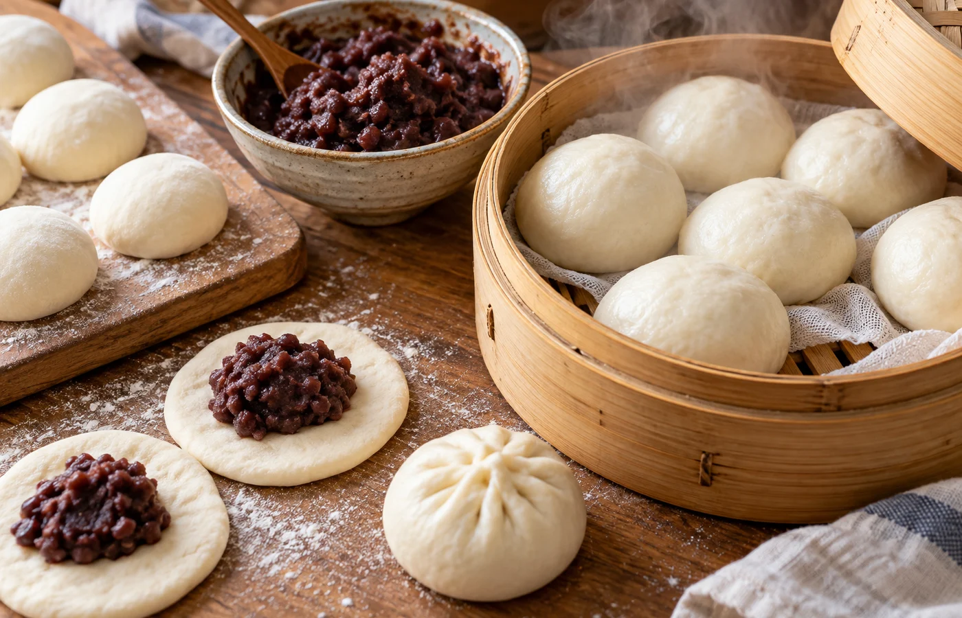 안흥찐빵 만들기를 소재로 제작한 편집 이미지